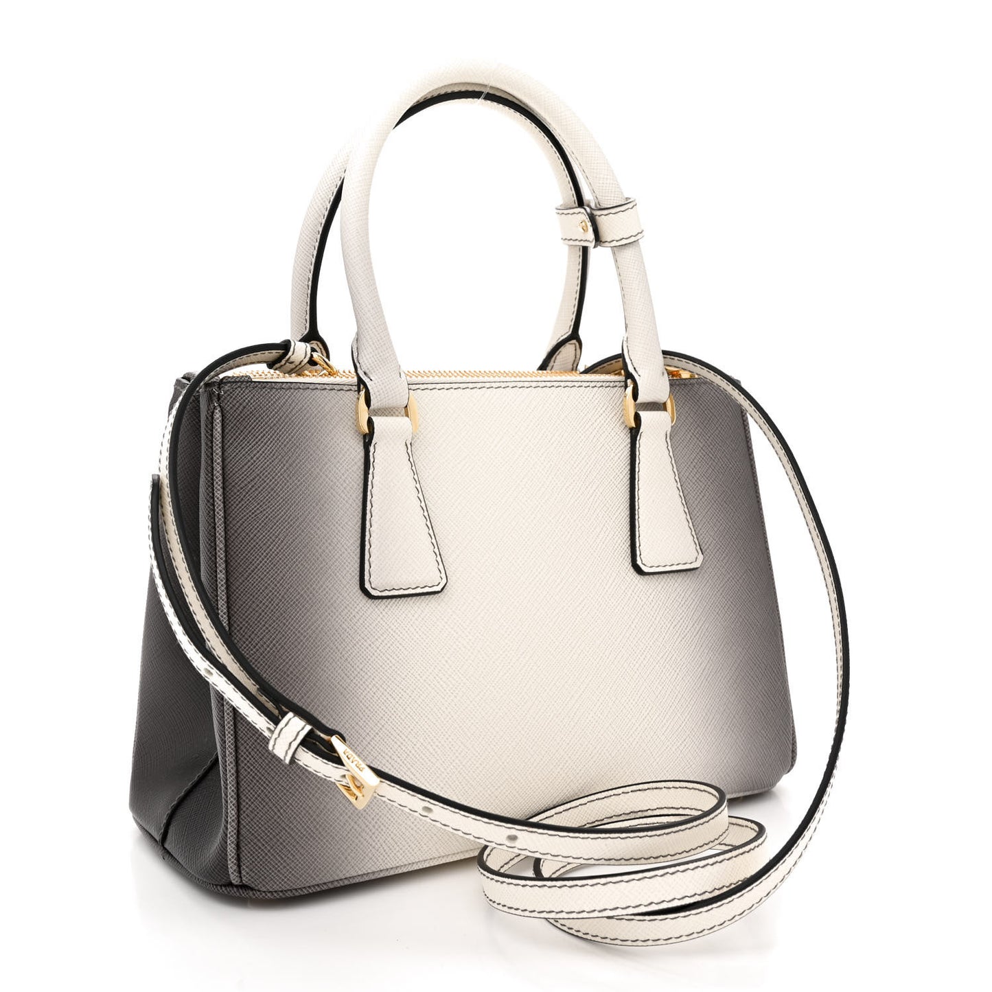 Saffiano Lux Ombre Small Galleria Double Zip Tote Gradient White