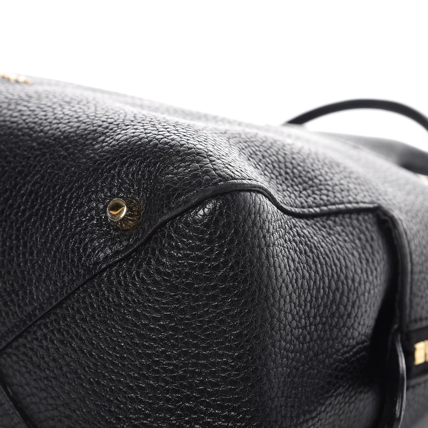 London Grainy Calfskin Medium Greenwood Bowling Bag Black