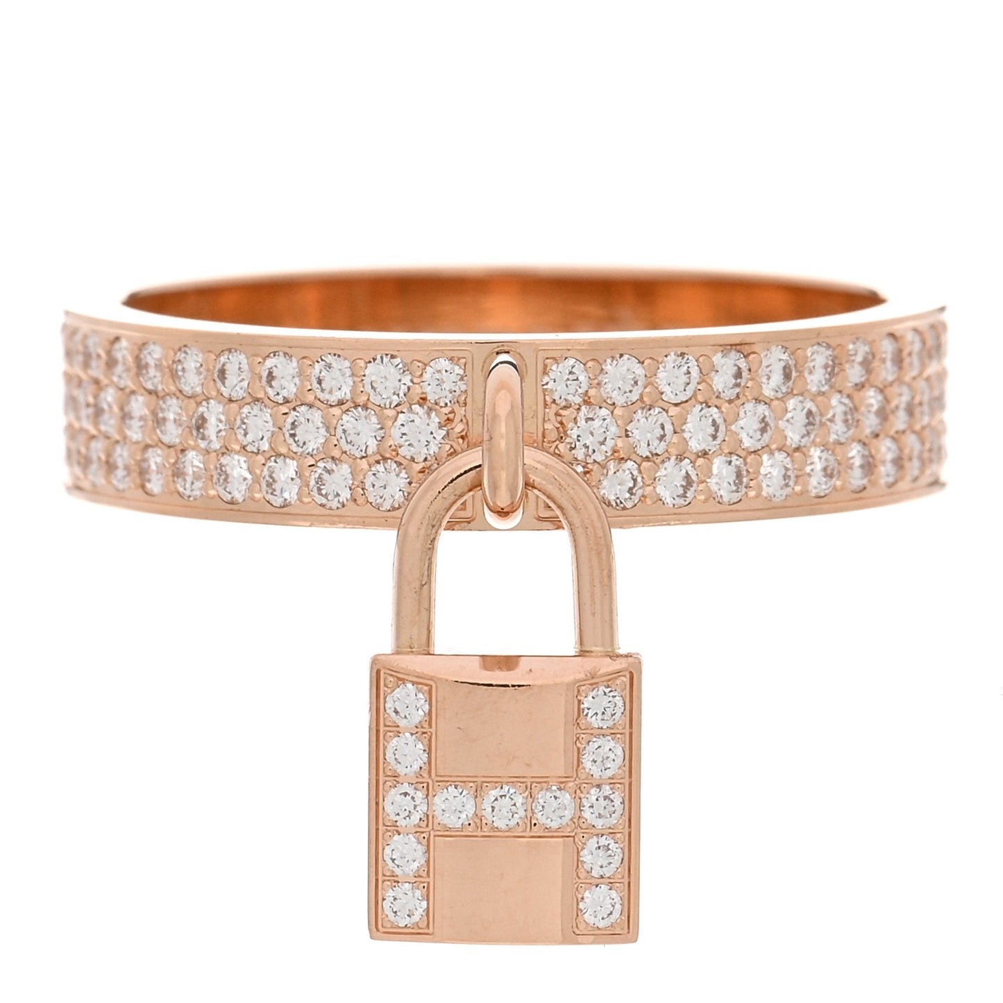 18K Rose Gold Diamond MM Kelly Clochette Ring 54 7