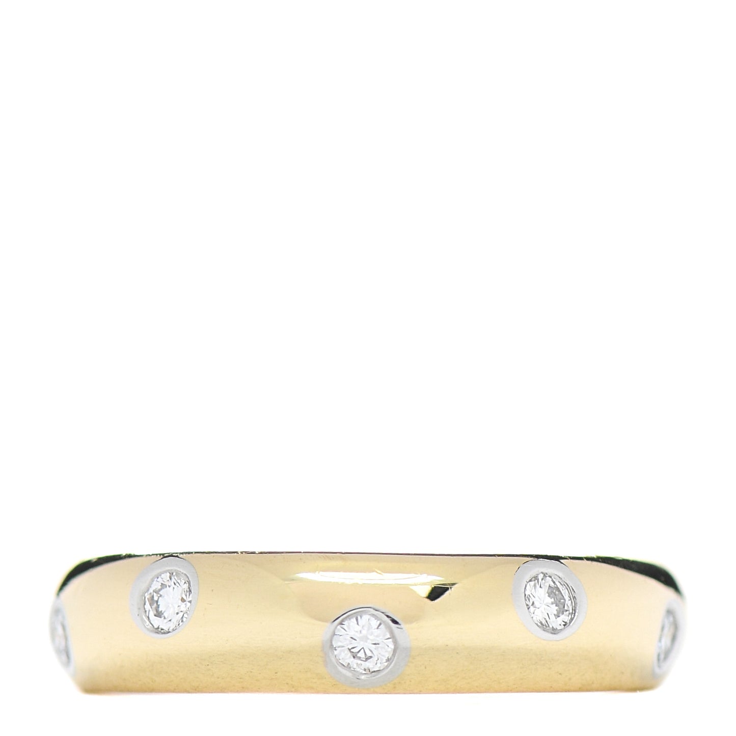 18K Yellow Gold Platinum 4mm Diamond Etoile Band Ring 47 4.25