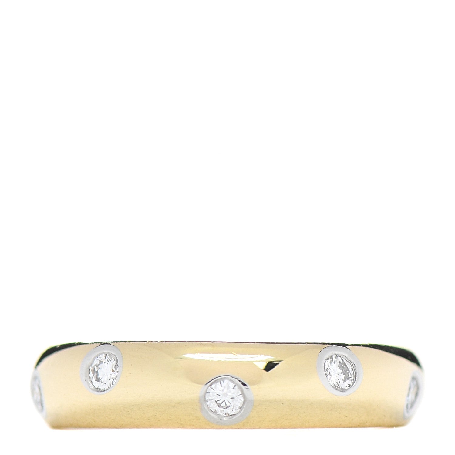 Tiffany 18K Yellow Gold Platinum 4mm Diamond Etoile Band Ring 47 4.25 3 of 6