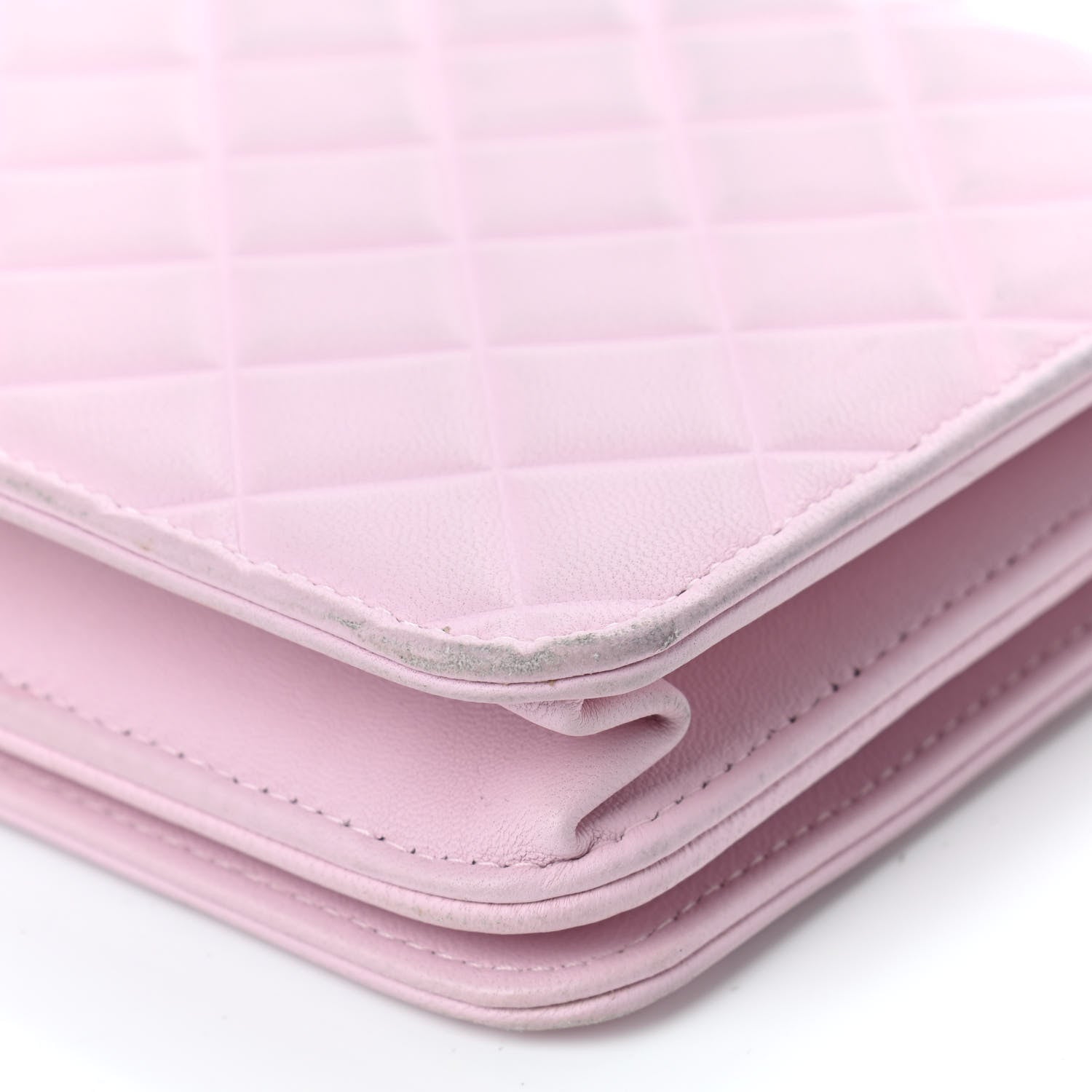 Chanel Goatskin Quilted Diamond CC Wallet On Chain WOC Pink 12 of 15