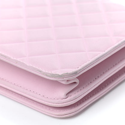 Chanel Goatskin Quilted Diamond CC Wallet On Chain WOC Pink 12 of 15