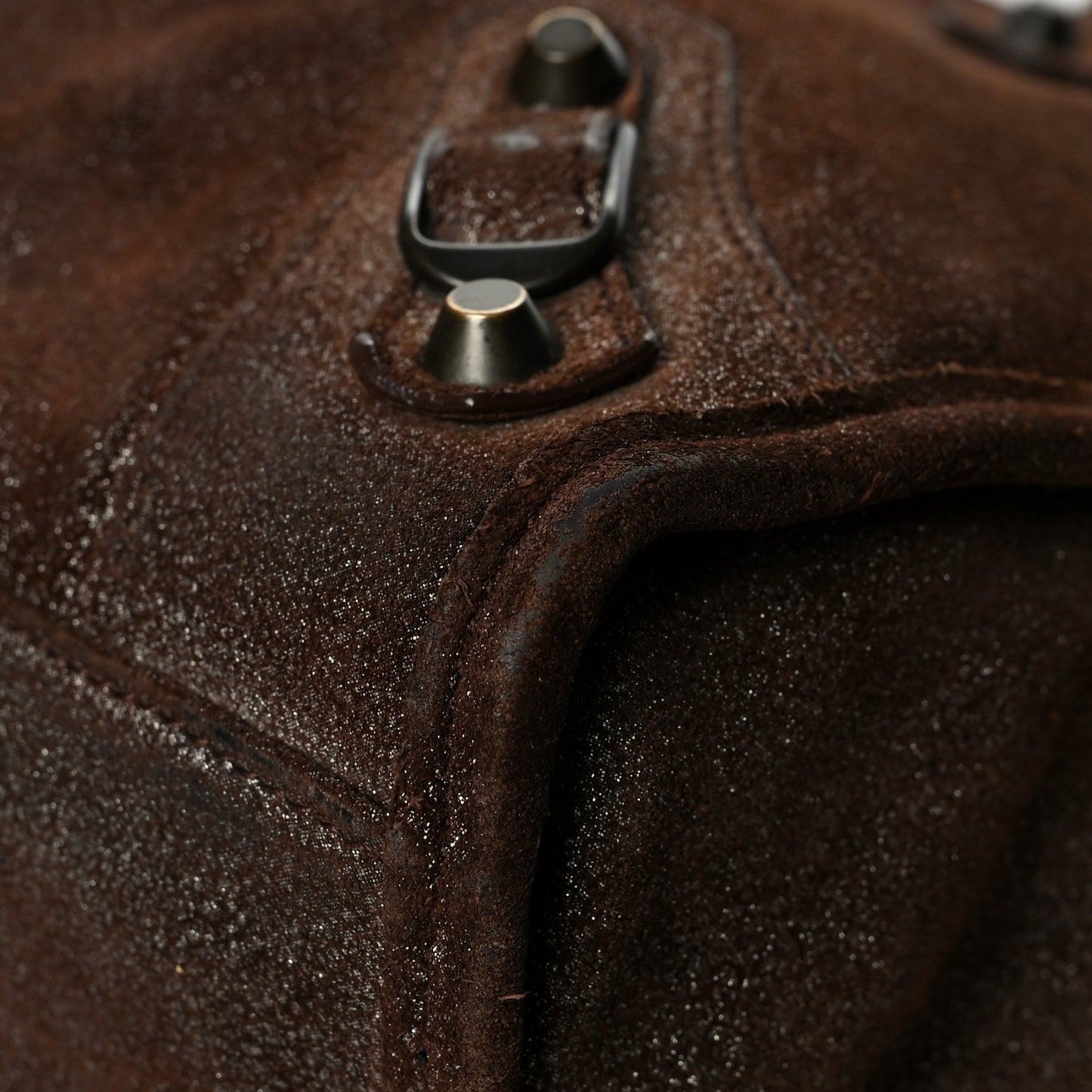 Metallic Craquele Calfskin Classic Hardware City Bronze