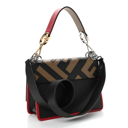 Fendi Vitello Century F is Fendi FF Diagonal Inlay Kan I Shoulder Bag Fango Black Fragola 3 of 11