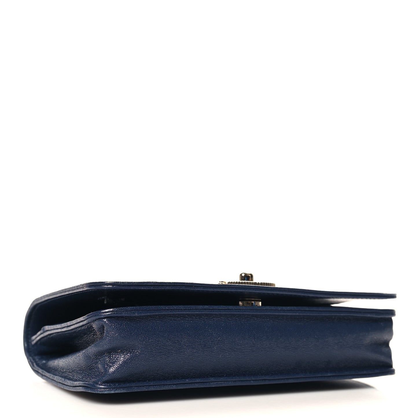 Sheepskin Quilted Mademoiselle Vintage Wallet On Chain WOC Navy