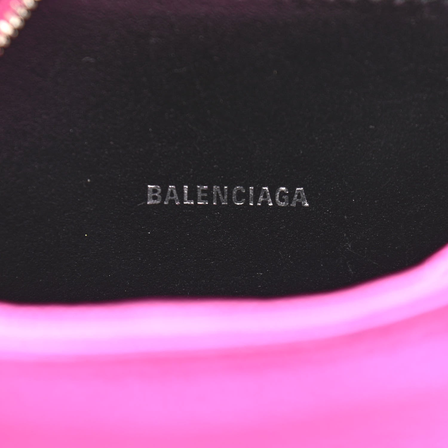 Balenciaga Metallic Goatskin Logo XS Everyday Camera Bag Rose Fuchsia Black 6 of 11