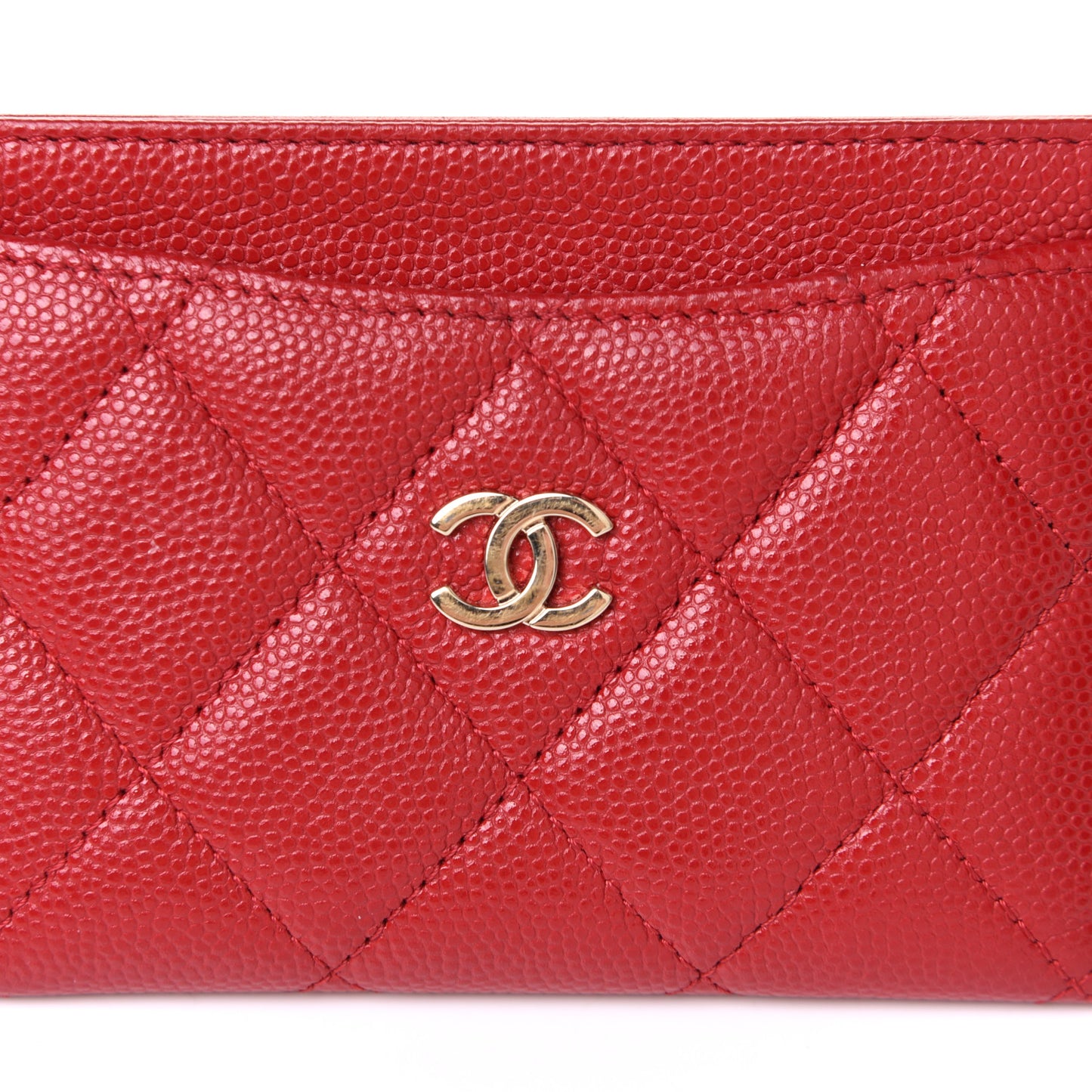 Caviar Quilted Card Holder Red