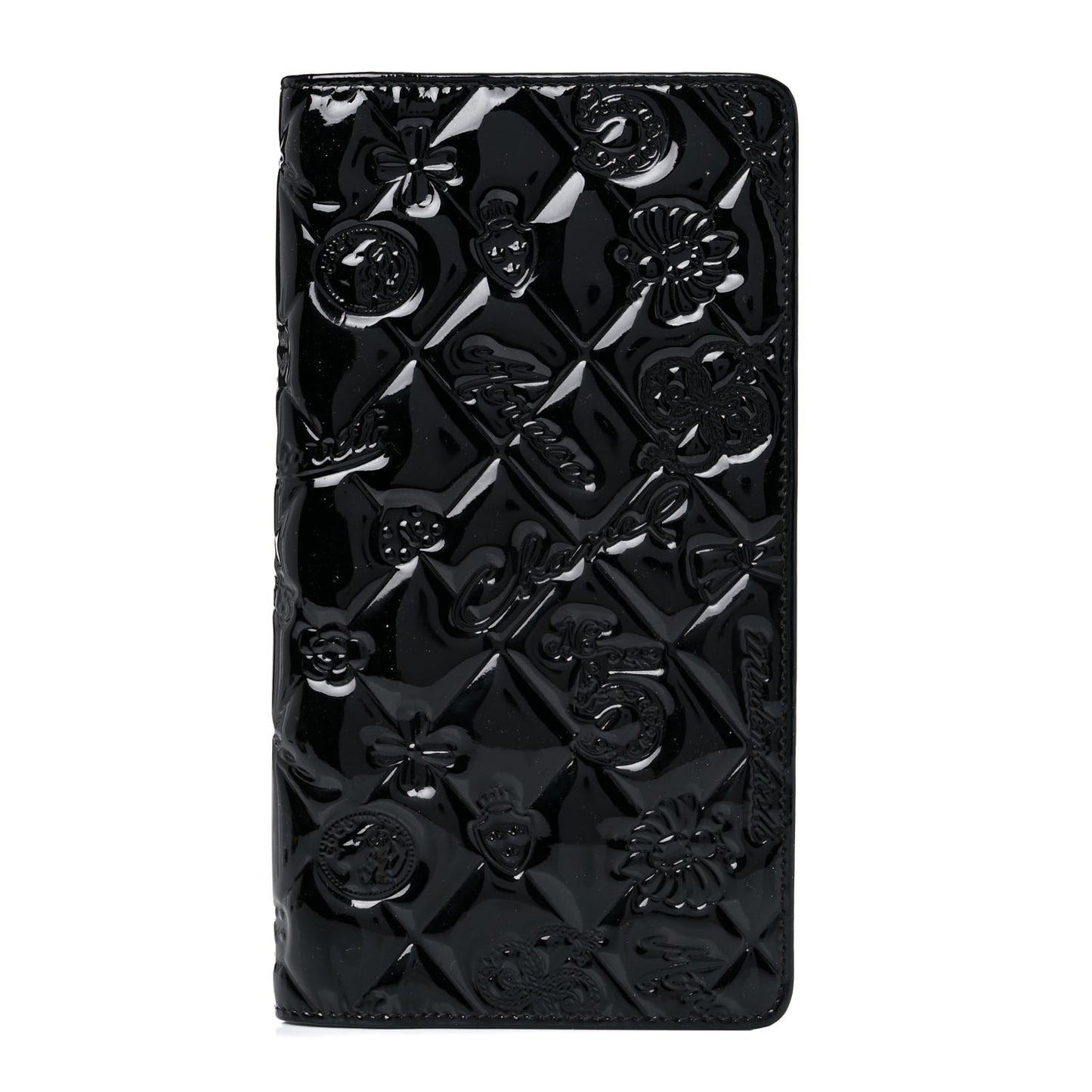Patent Calfskin Lucky Symbols Agenda Cover Black