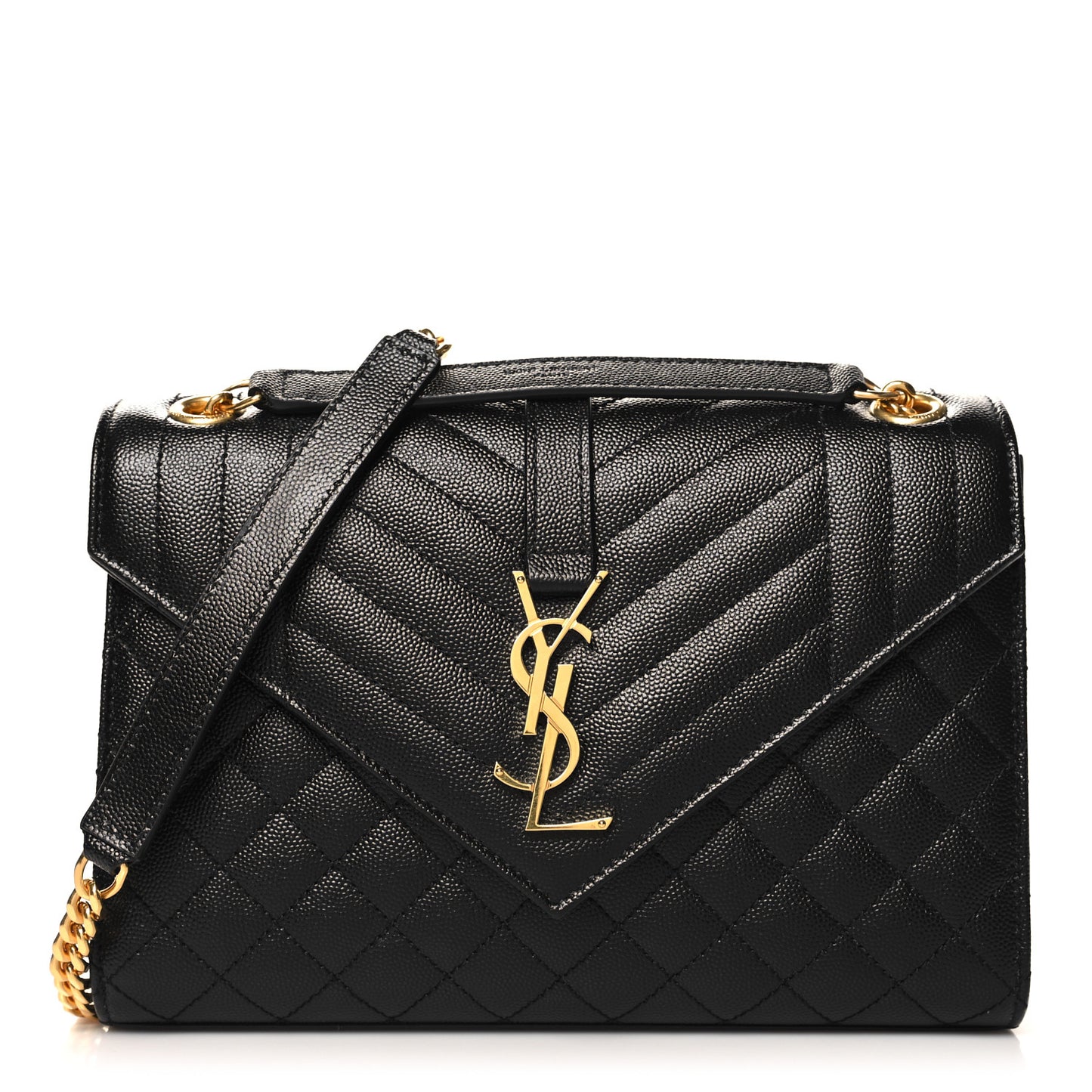 Grain De Poudre Textured Mixed Matelasse Triquilt Medium Monogram Satchel Black