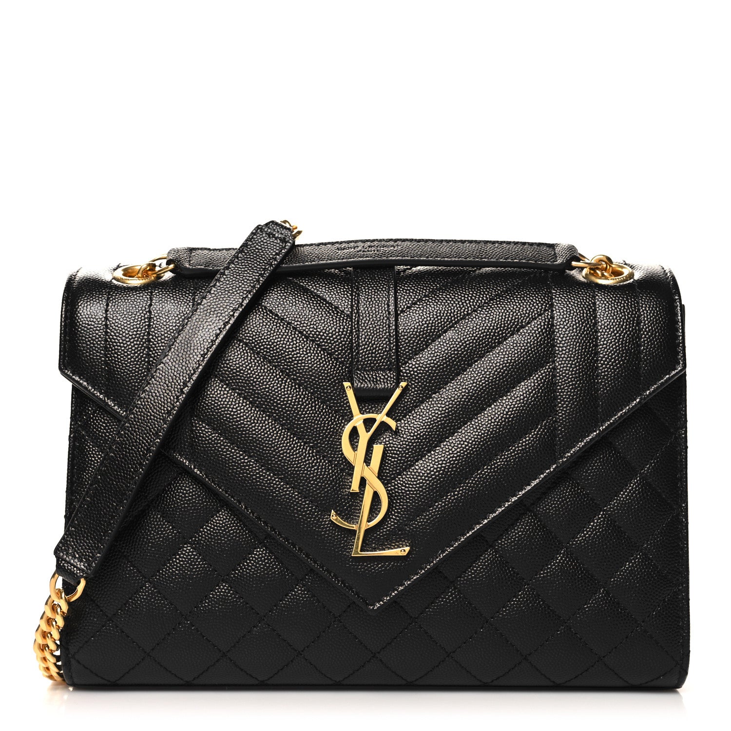 Saint Laurent Grain De Poudre Textured Mixed Matelasse Triquilt Medium Monogram Satchel Black 1 of 9