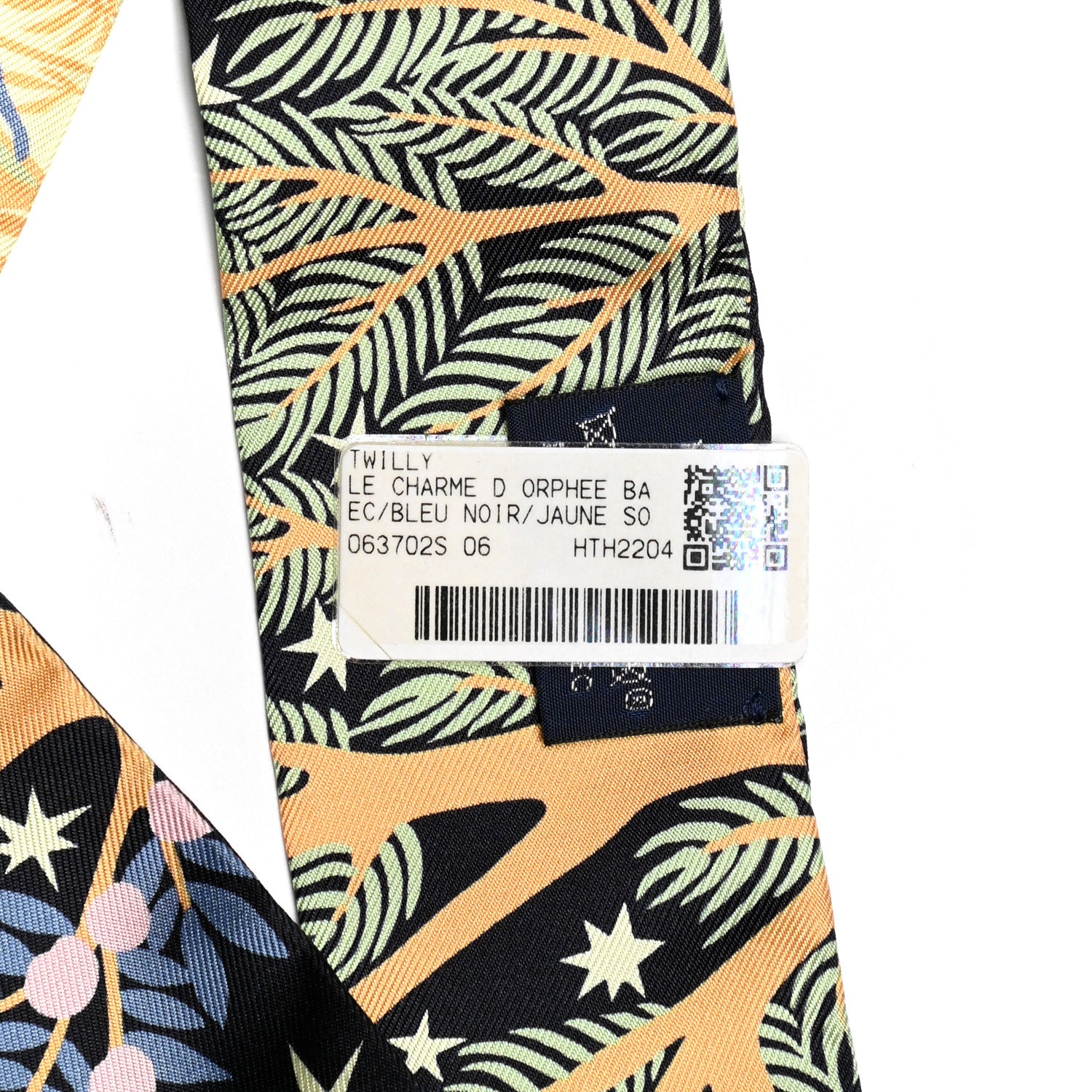 Hermes Silk Sous Le Charme D Orphee Twilly Bleu Black Jaune Soufre 4 of 4