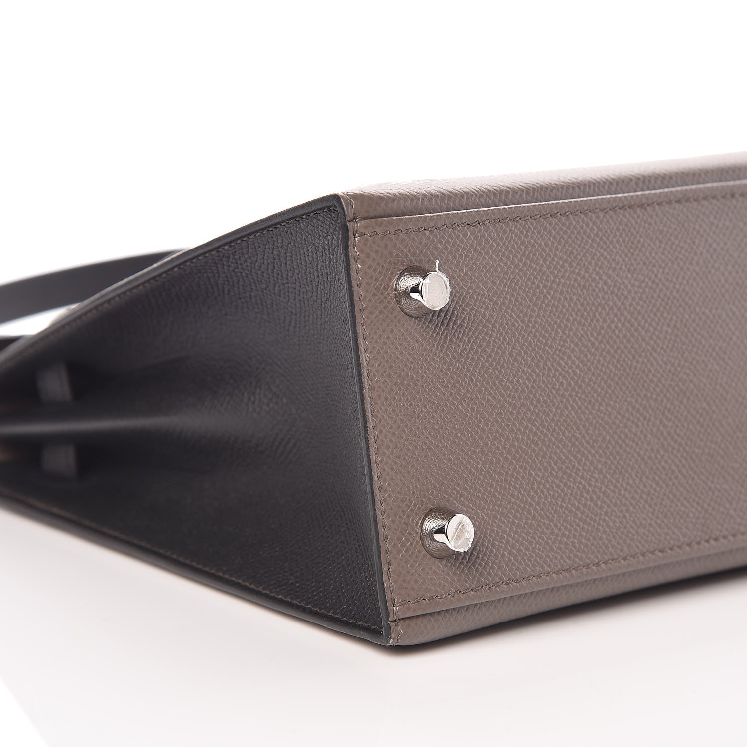 Hermes Epsom Bi Color Horseshoe Kelly Sellier 25 Etain Black 8 of 40