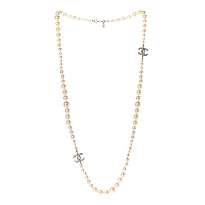 Chanel Graduated Pearl CC Long Necklace Light Gold 3 of 6