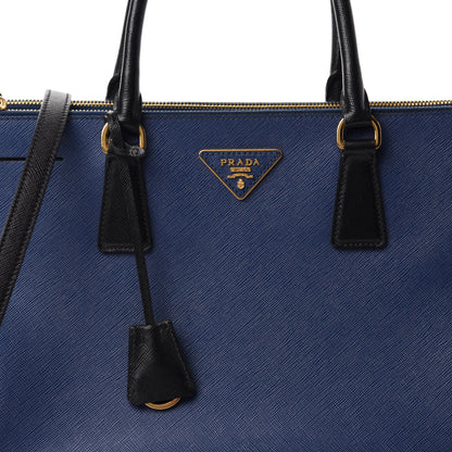 Prada Saffiano Lux Bi-Color Medium Tote Bluette Black 11 of 11