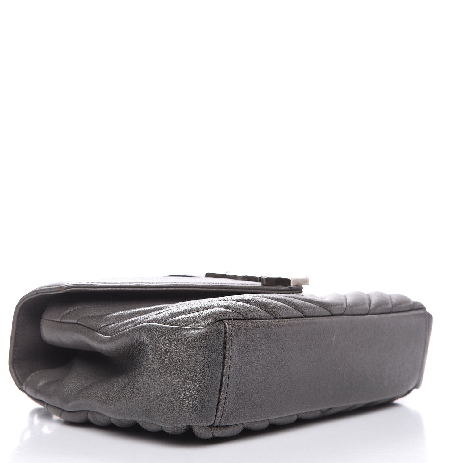 Saint Laurent Sheepskin Matelasse Chevron Monogram Medium College Bag Light Coal 4 of 17