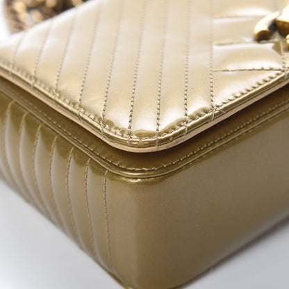 Chanel Iridescent Patent Quilted Small Coco Boy Flap Gold 12 of 17