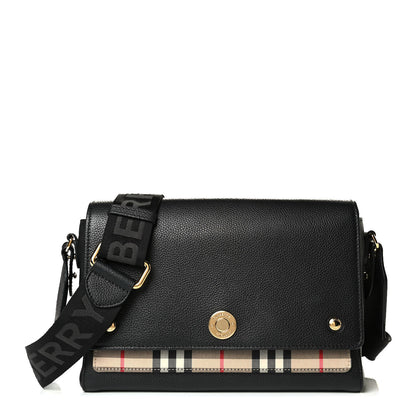 Burberry Grainy Calfskin Vintage Check Note Crossbody Bag Black 1 of 6