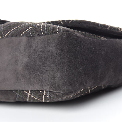 Chanel Suede Stitched Jumbo Saltire Single Flap Grey 6 of 12