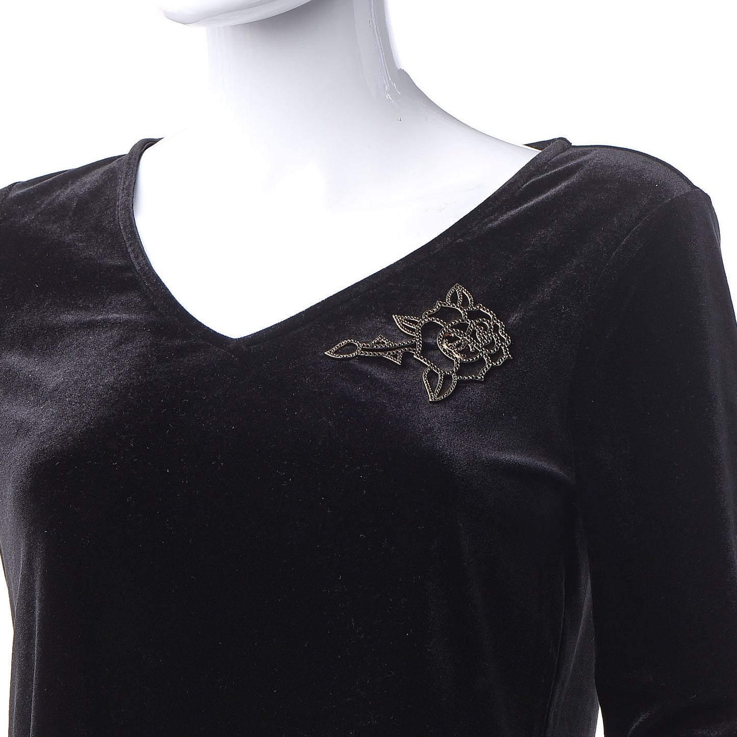Crystal Rose CC Brooch Black Gold