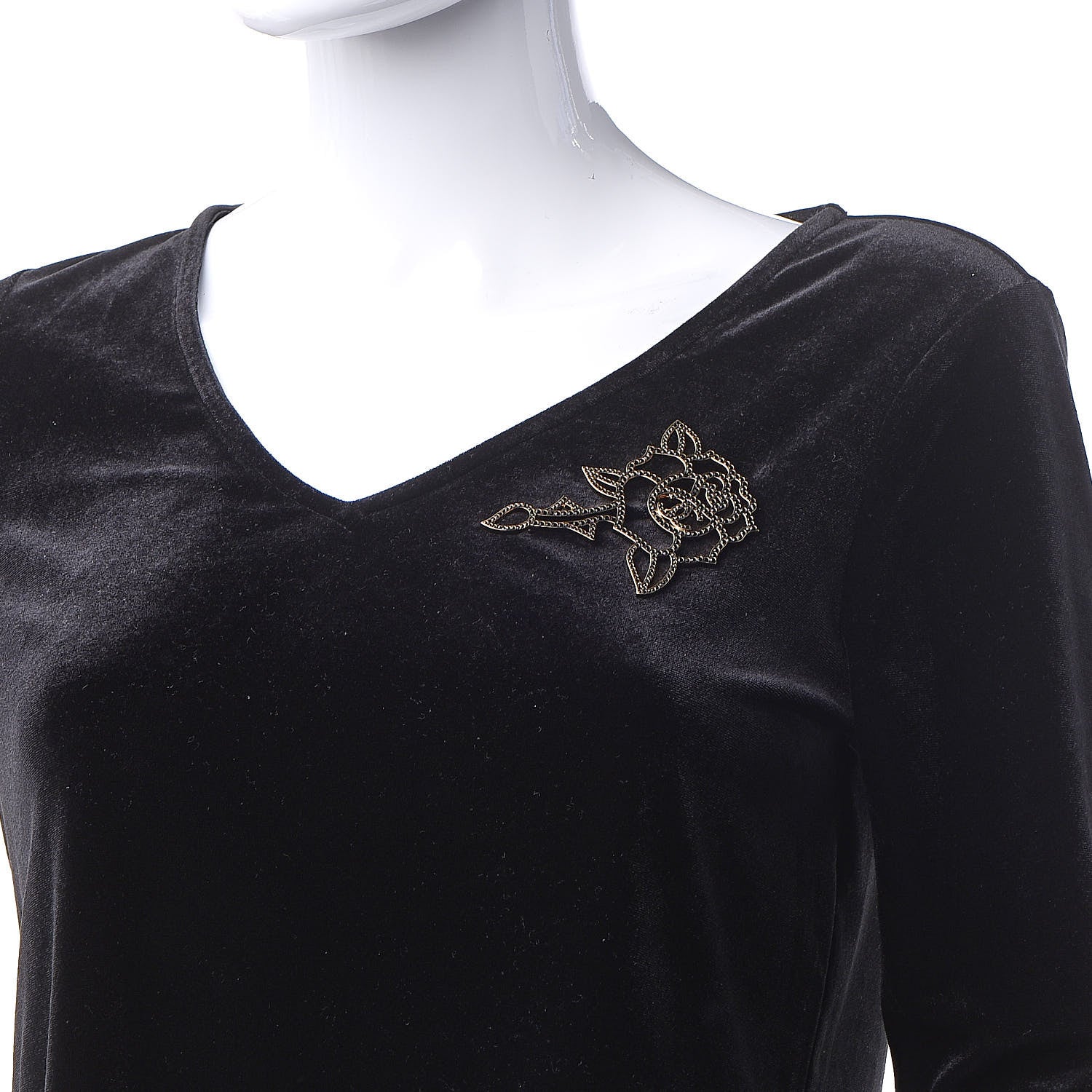 Chanel Crystal Rose CC Brooch Black Gold 2 of 5