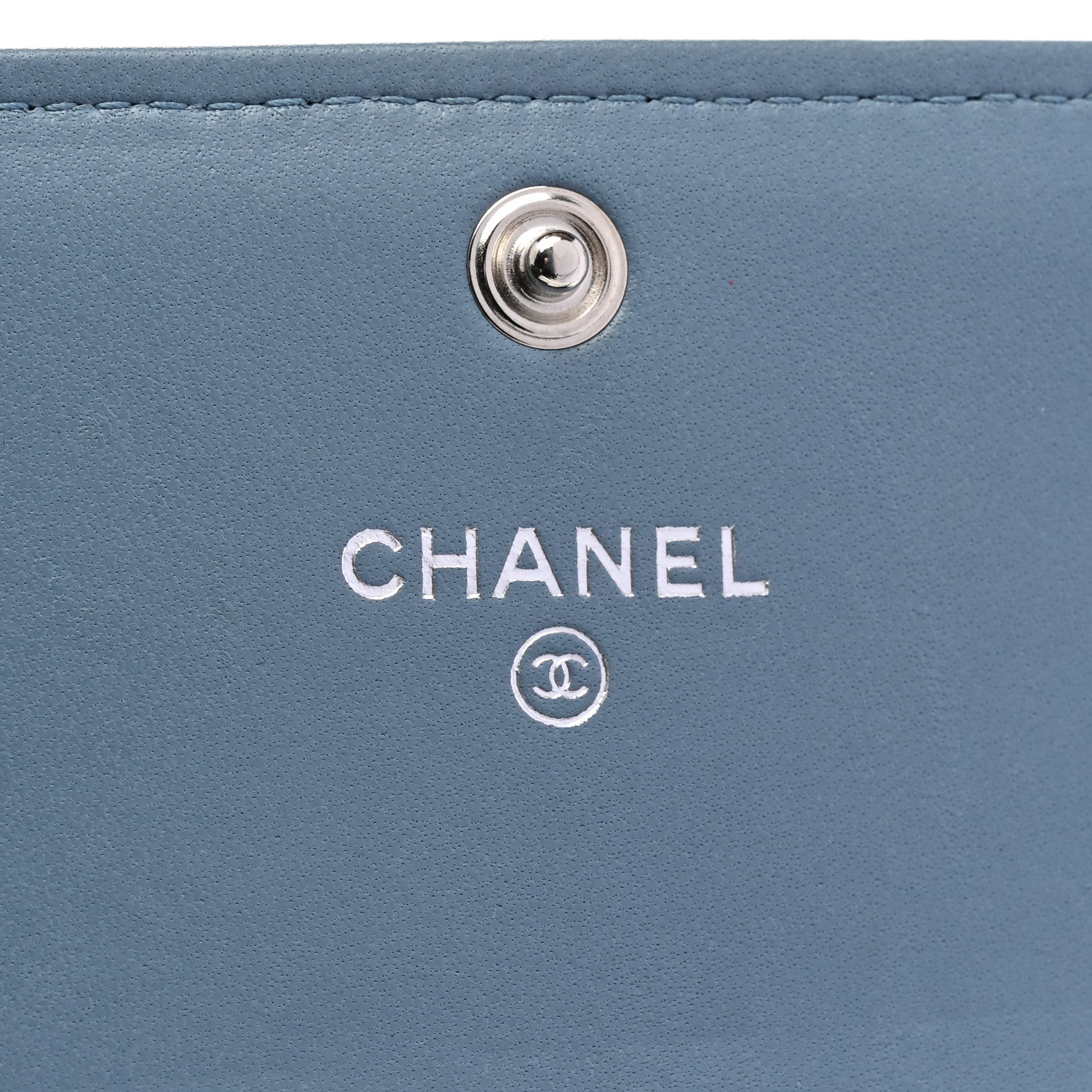 Chanel Lambskin Double Stitch Quilted Flap Card Holder Light Blue 6 of 8