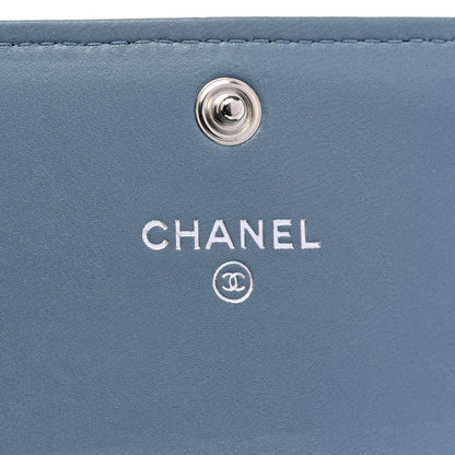 Chanel Lambskin Double Stitch Quilted Flap Card Holder Light Blue 6 of 8