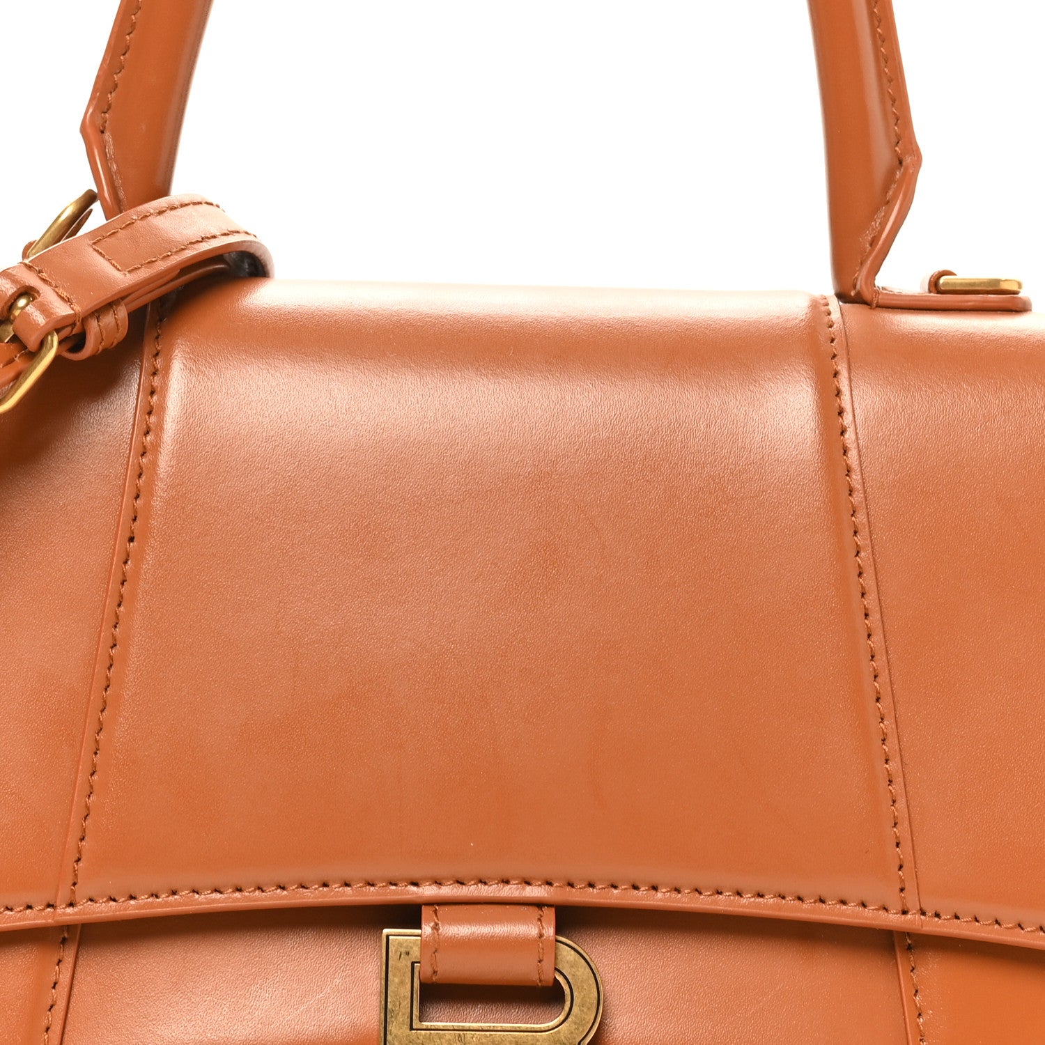 Balenciaga Shiny Box Calfskin Small Hourglass Top Handle Bag Camel 6 of 10