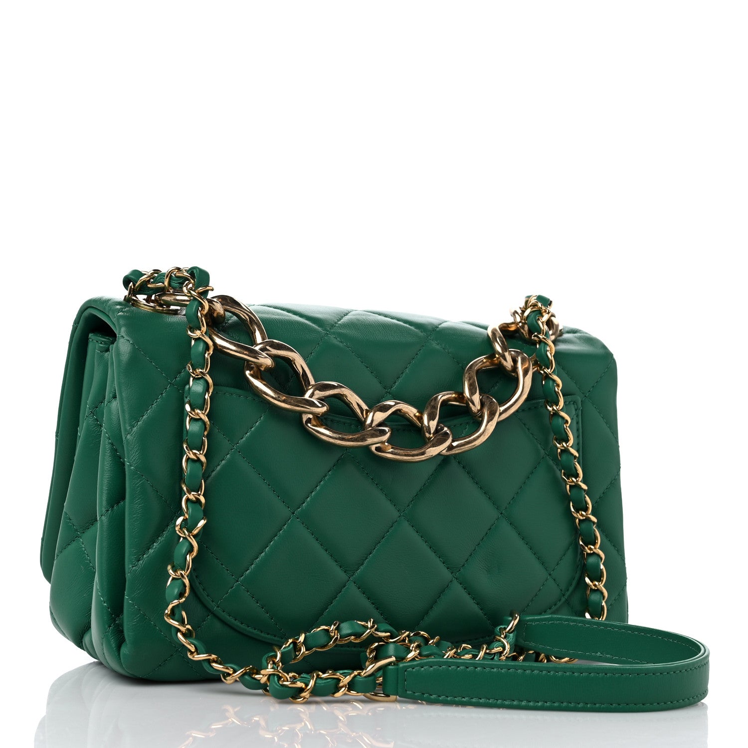 Chanel Lambskin Quilted Medium Color Match Flap Green 3 of 11