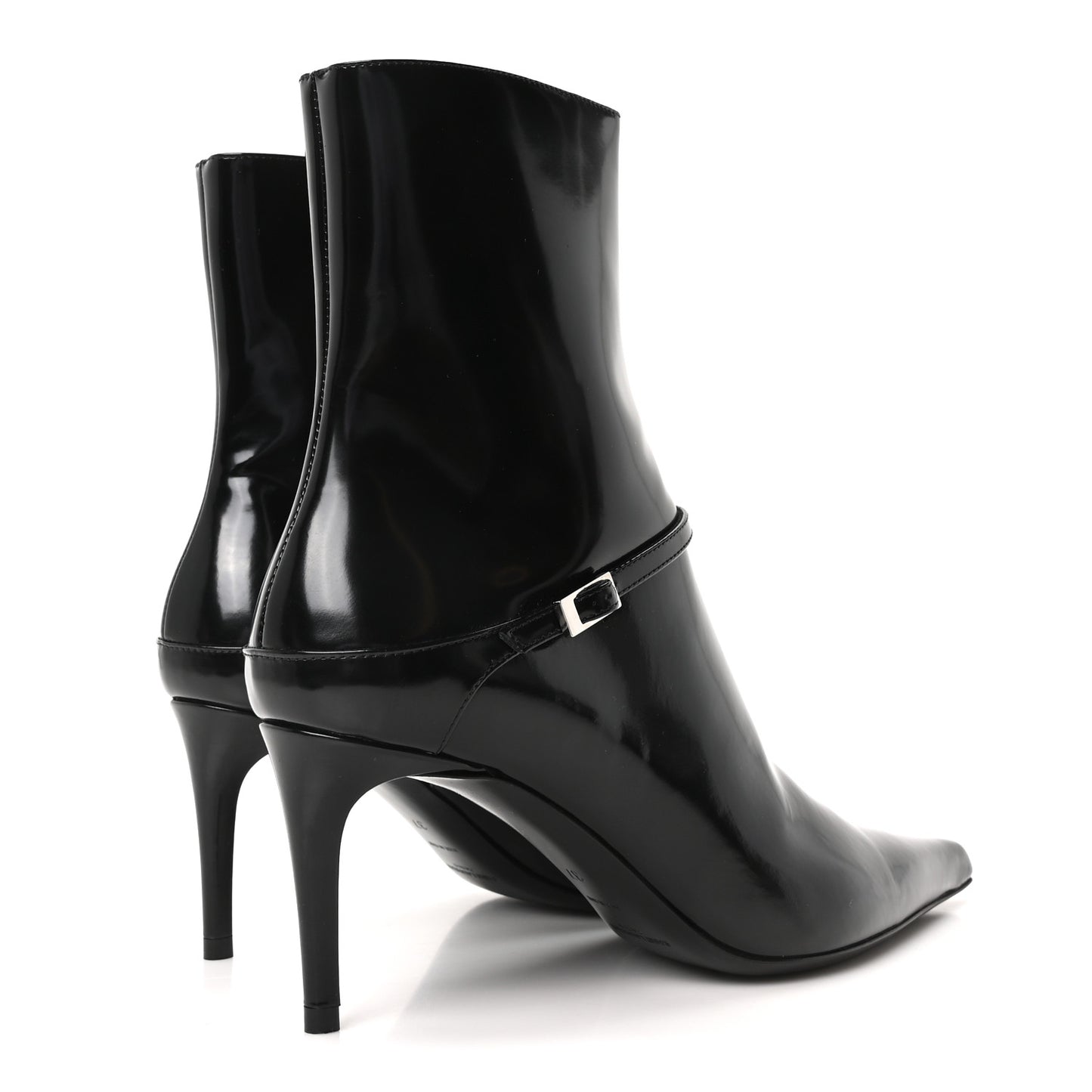 Patent Vendome Buckle Ankle Booties 37 Black