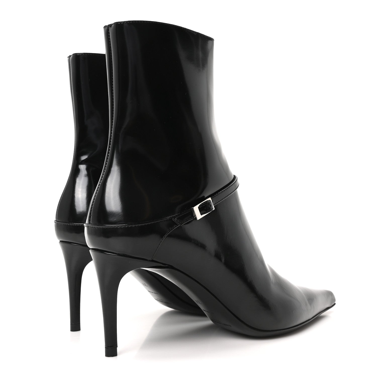 Saint Laurent Patent Vendome Buckle Ankle Booties 37 Black 5 of 9