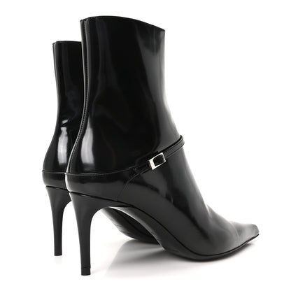 Saint Laurent Patent Vendome Buckle Ankle Booties 37 Black 5 of 9