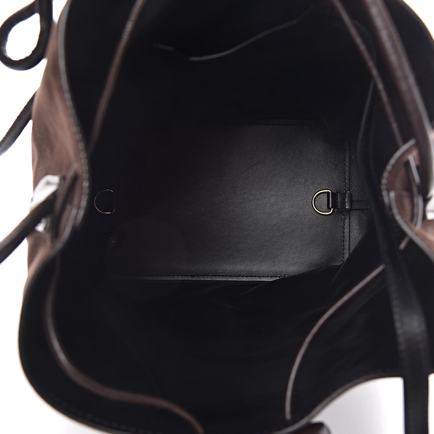 Suede Medium Double Tassel Bucket Bag Dark Brown