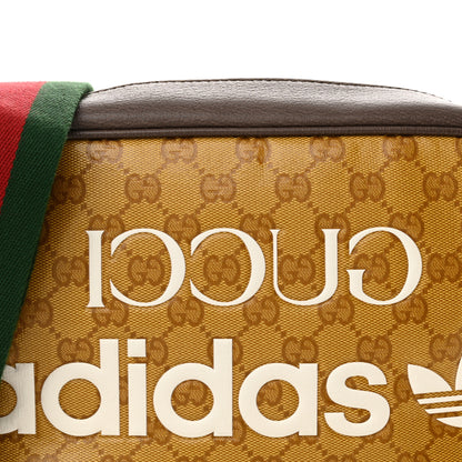 Gucci X ADIDAS Crystal Vintage Monogram Textured Dollar Calfskin Web Trefoil Logo Small Messenger Bag Mid Natural Nut Off White New Acero 8 of 11