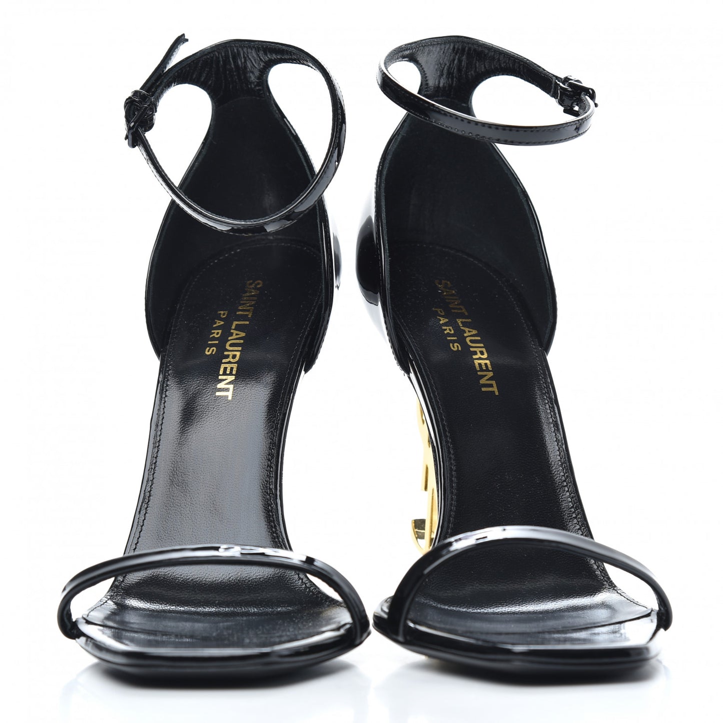 Patent Calfskin Opyum 110 Sandals 38 Black Gold