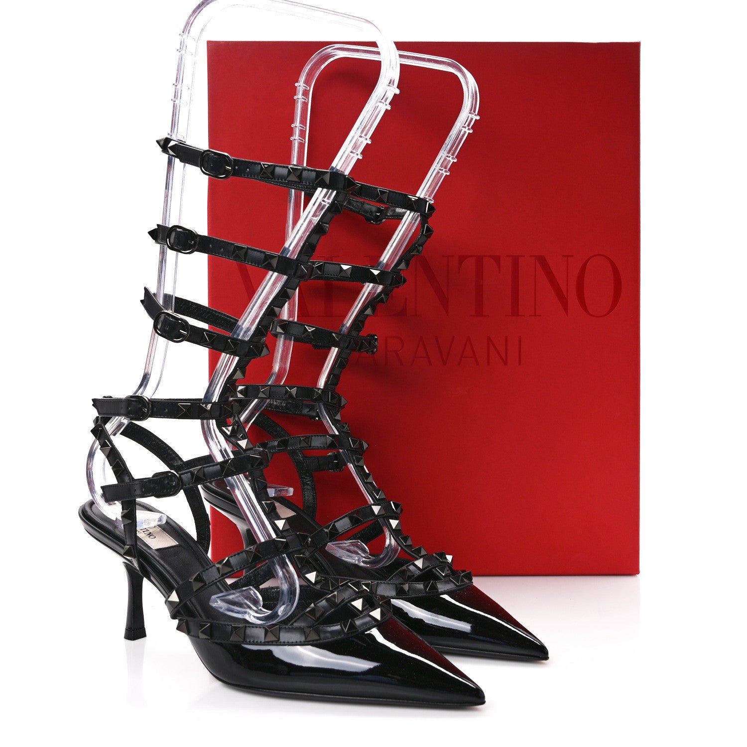 Valentino Garavani Patent Monochrome Rockstud 70mm Pumps 39 Black 8 of 8