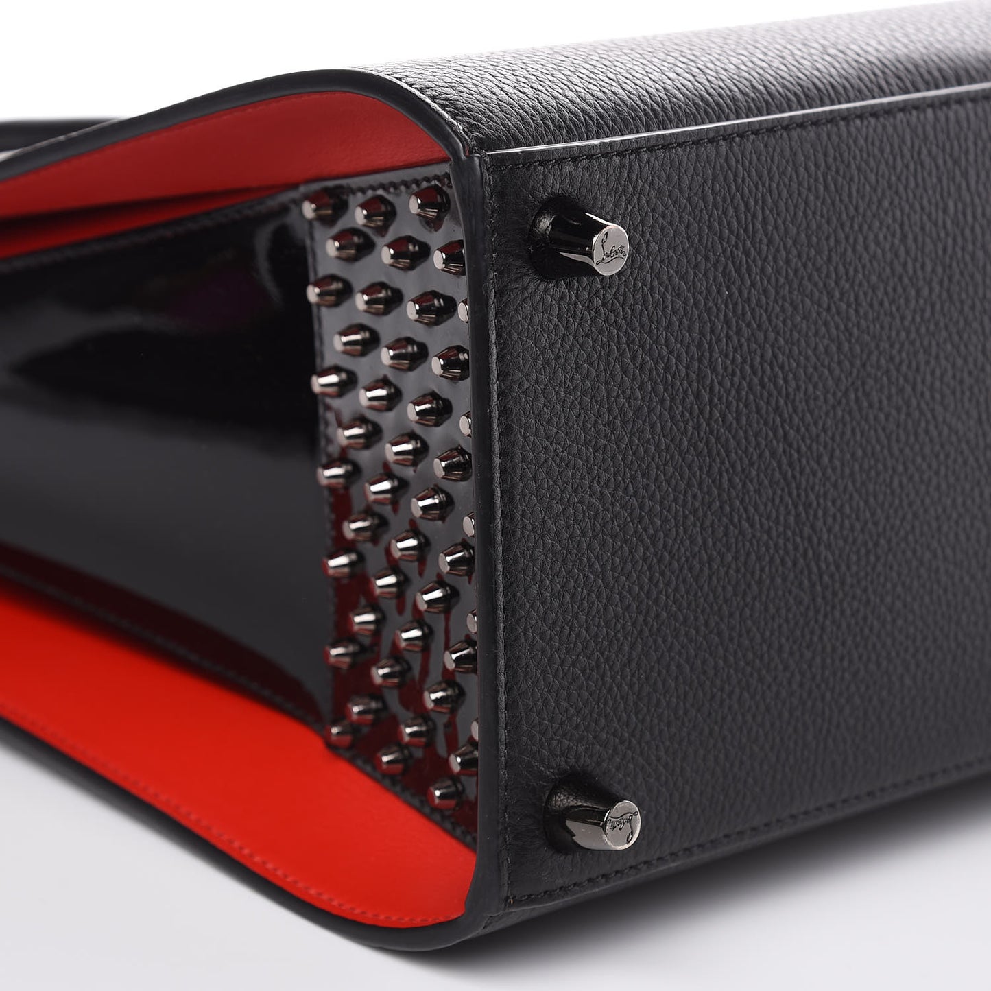 Calfskin Patent Studded Large Paloma Black