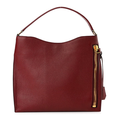 Tom Ford Pebbled Calfskin Small Alix Padlock Zip Hobo Bag Red Garnet 1 of 8