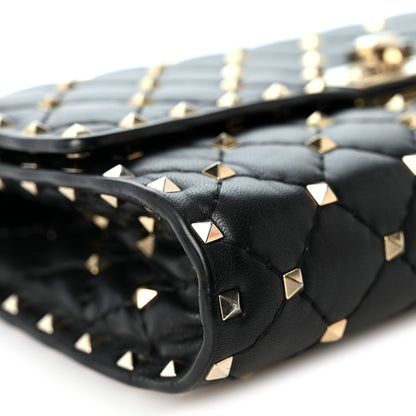 Valentino Garavani Lambskin Rockstud Spike Wallet on Chain Black 9 of 12