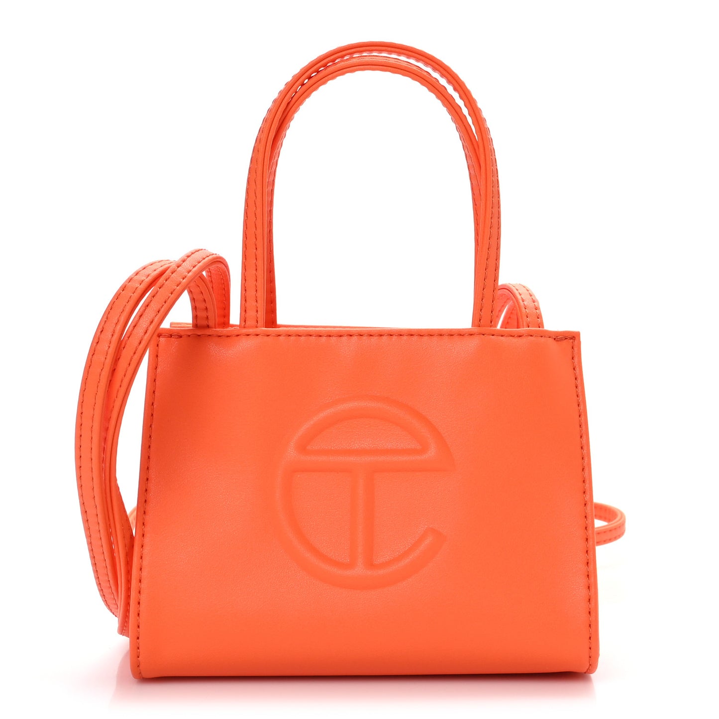 Vegan Leather Small Shopping Bag Orange