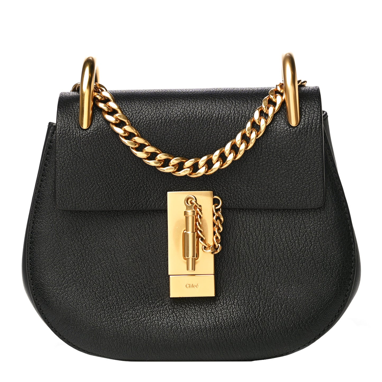 Grained Lambskin Mini Drew Shoulder Bag Black