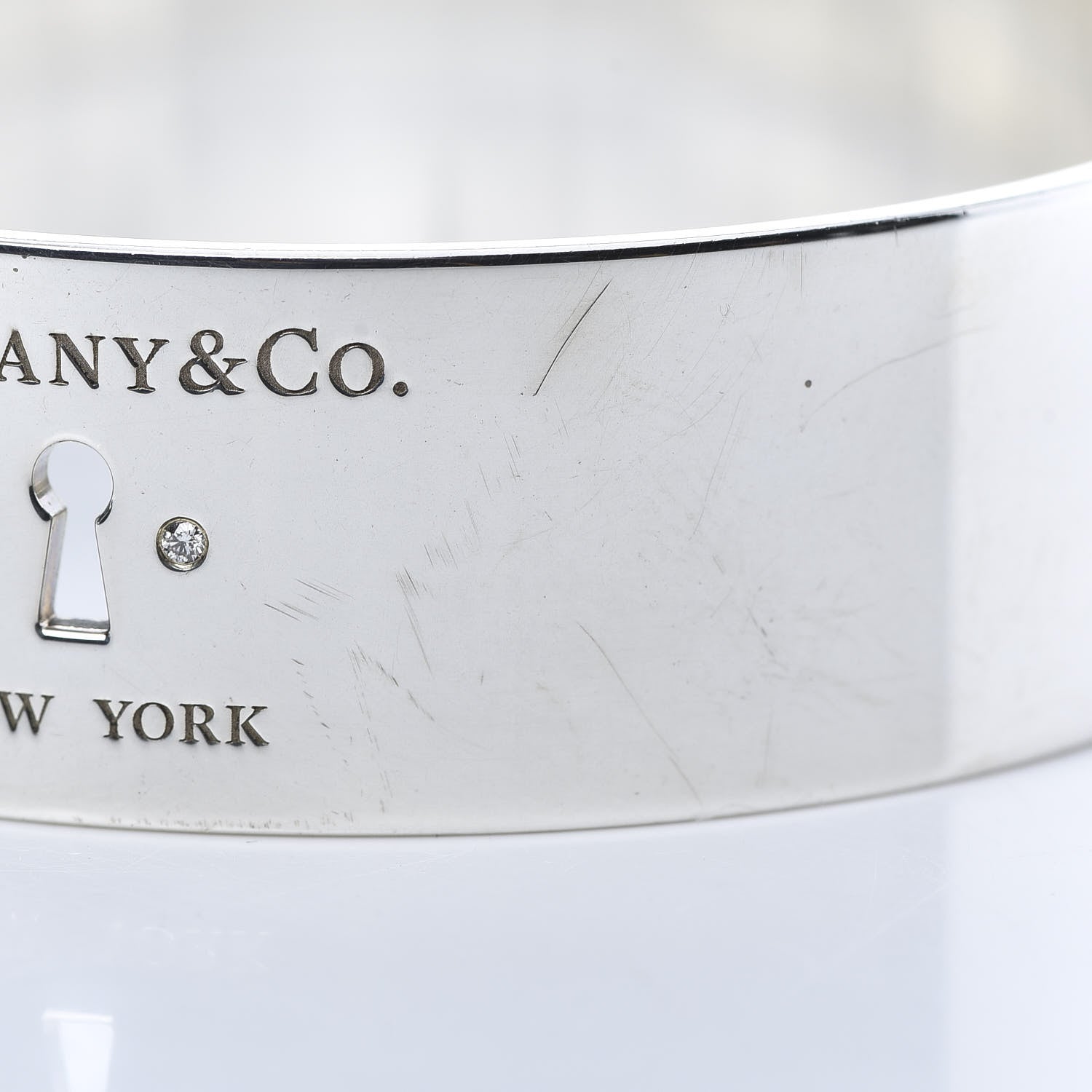 Tiffany Sterling Silver Diamond Wide Locks Bangle Bracelet 7 of 7