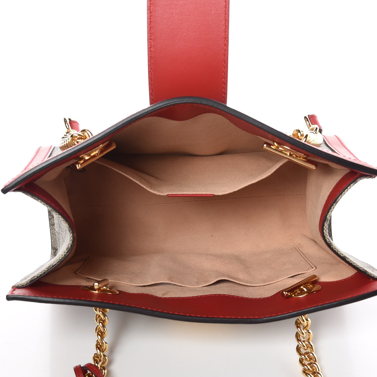 GG Supreme Monogram Small Padlock Tote Beige Hibiscus Red