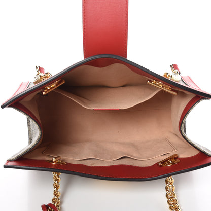 Gucci GG Supreme Monogram Small Padlock Tote Beige Hibiscus Red 5 of 9