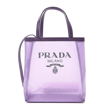 Prada Sequin Mesh Small Tote Bag Lilium 1 of 12