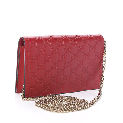 Gucci Guccissima Signature Bowy Chain Wallet Hibiscus Red 2 of 8
