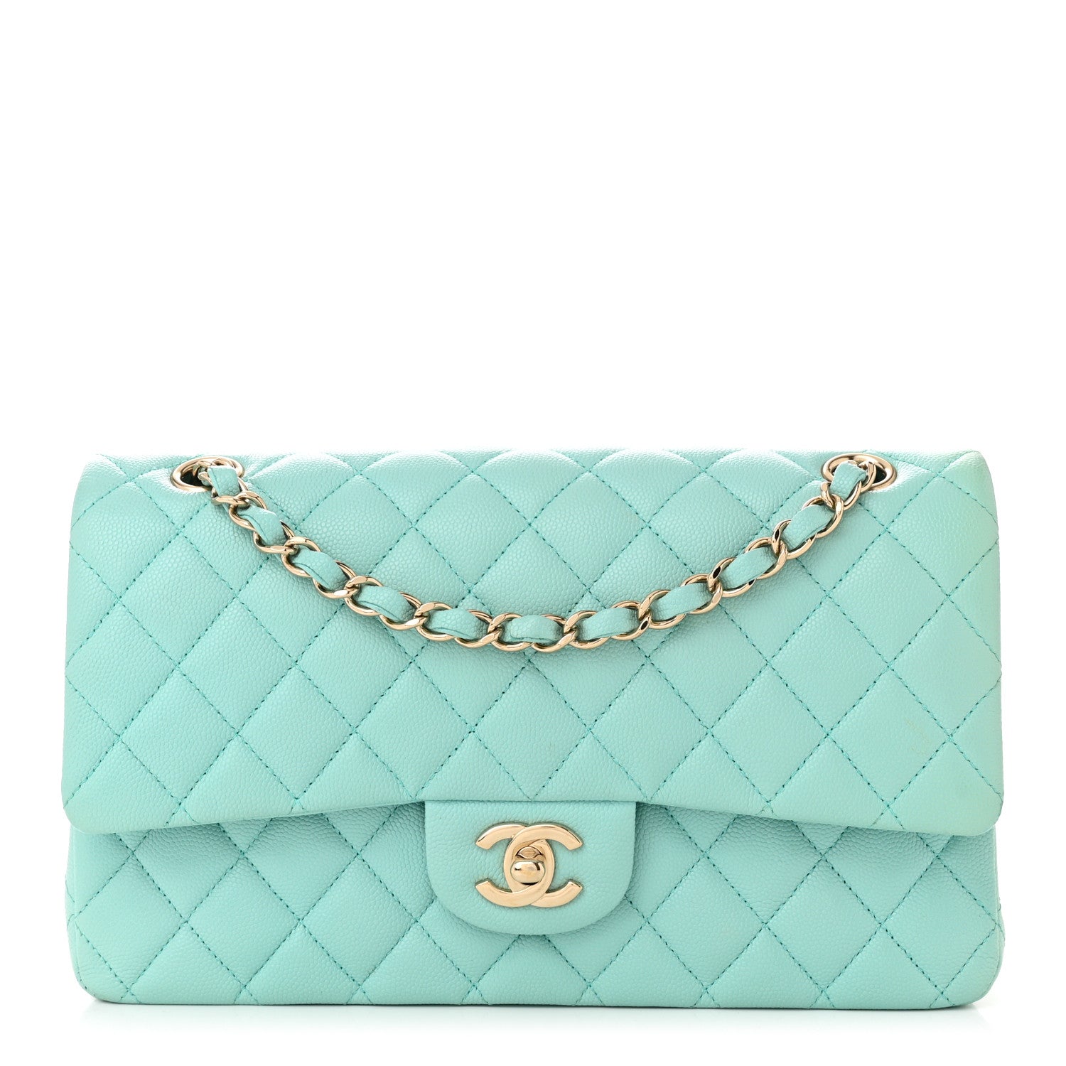 Chanel Caviar Quilted Medium Double Flap Light Blue 1 of 14