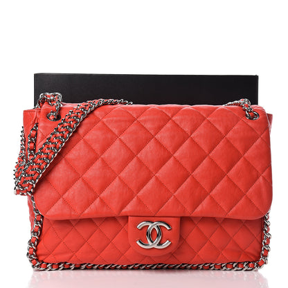 Chanel Washed Lambskin Quilted Maxi Chain Around Flap Red 11 of 11
