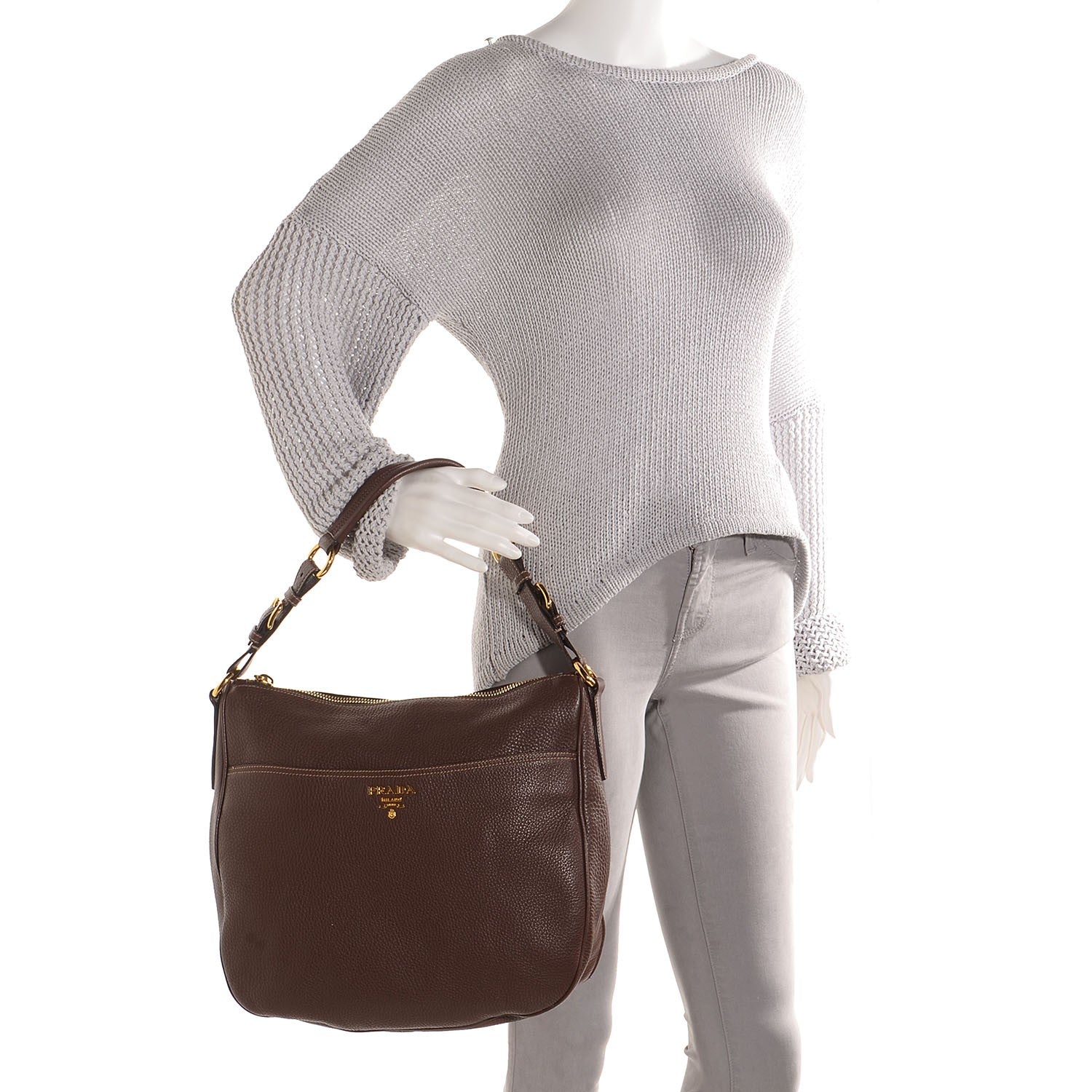 Prada Vitello Daino Hobo Bruciato 2 of 9