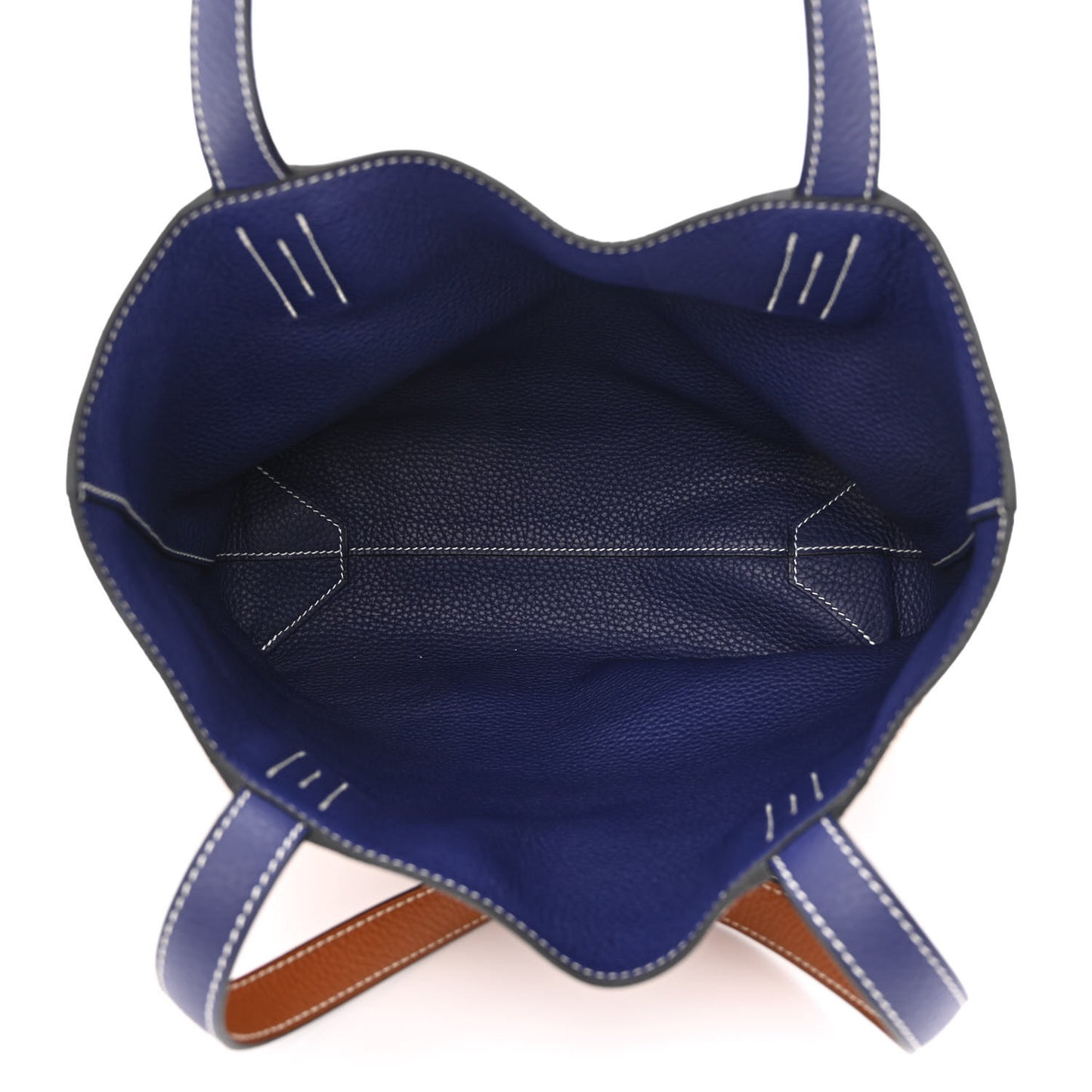 Taurillon Clemence Double Sens 28 Reversible Tote Gold Bleu Encre
